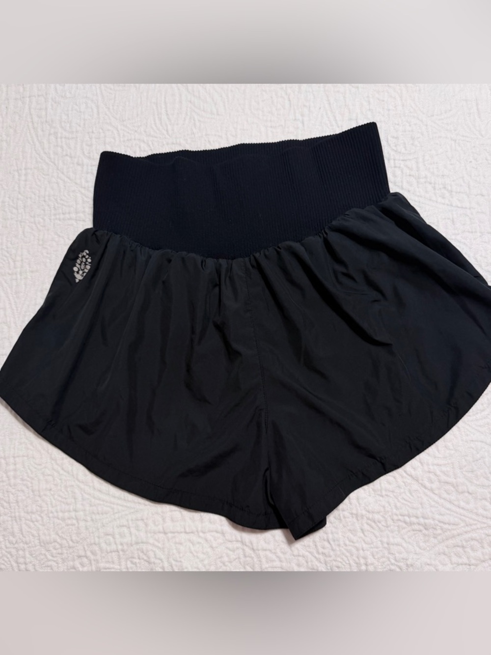 Free People Black Layered Athletic Shorts with Wide Rib Waistband - Picture 2 of 7